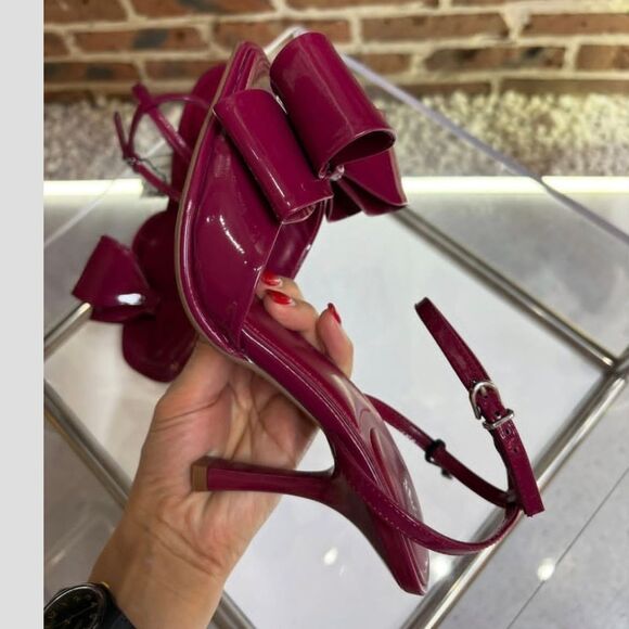 Nwt ZARA RARE PATENT EFFECT BOW SANDALS HEELS - Picture 4 of 11